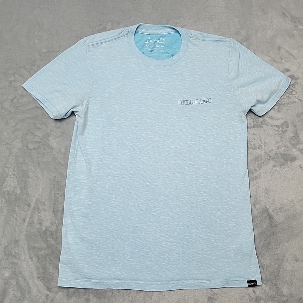 Hurley Shirt Mens‎ Medium Blue H20-Dri Hybrid Graphic Palm Tree Surf Skate Tee